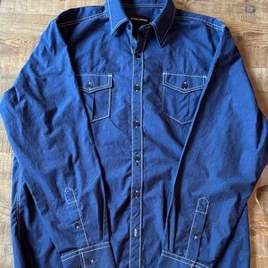 Michael Brandon Men's Deep Blue Button Down Shirt

22 across
#0093